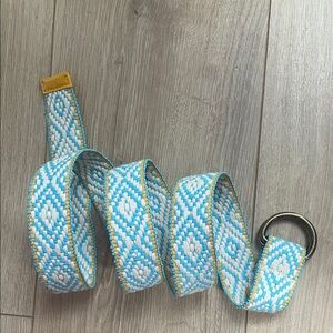 J. McLaughlin Woven Blue and Cream Belt